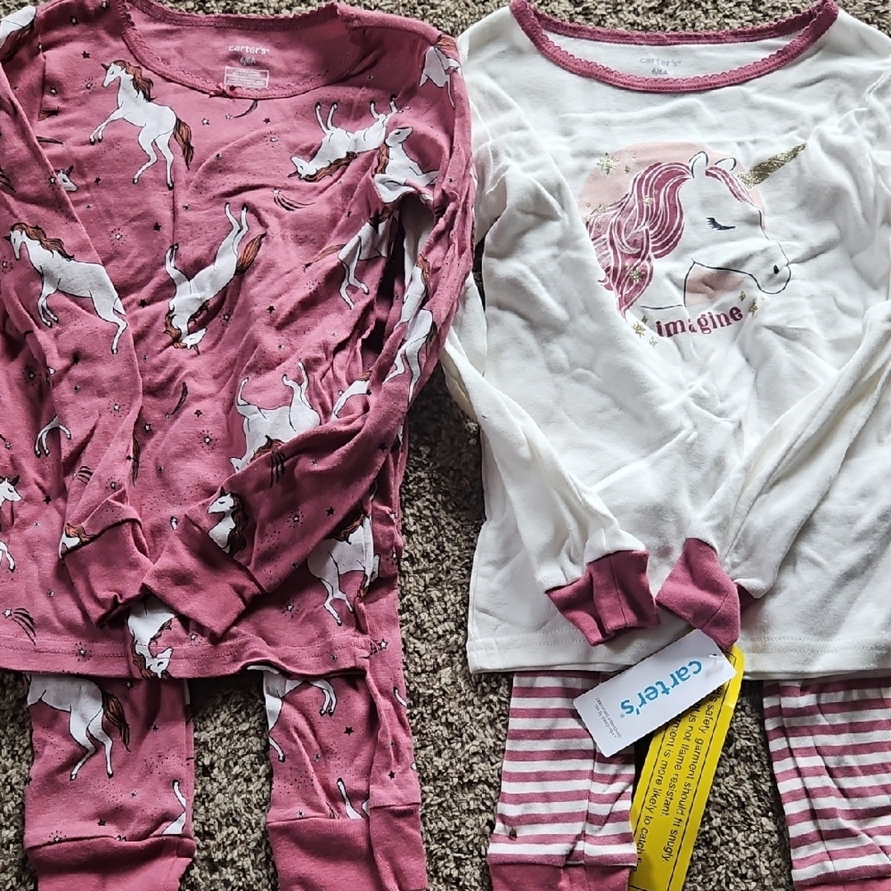 Carter's Mauve and Cream Unicorn Pajama Set